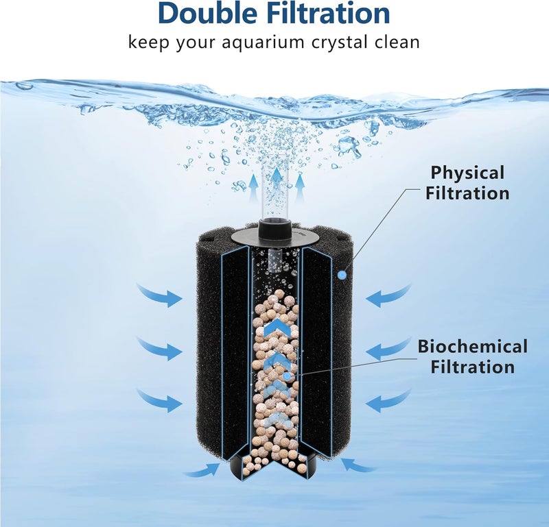 DVHEY Aquarium 80-150 Gallon Sponge Filter with Air Stone and Ceramic Media Quiet Fish Tank Filters fit Breeding Fry Betta Shrimp Fish Tank - Image 3